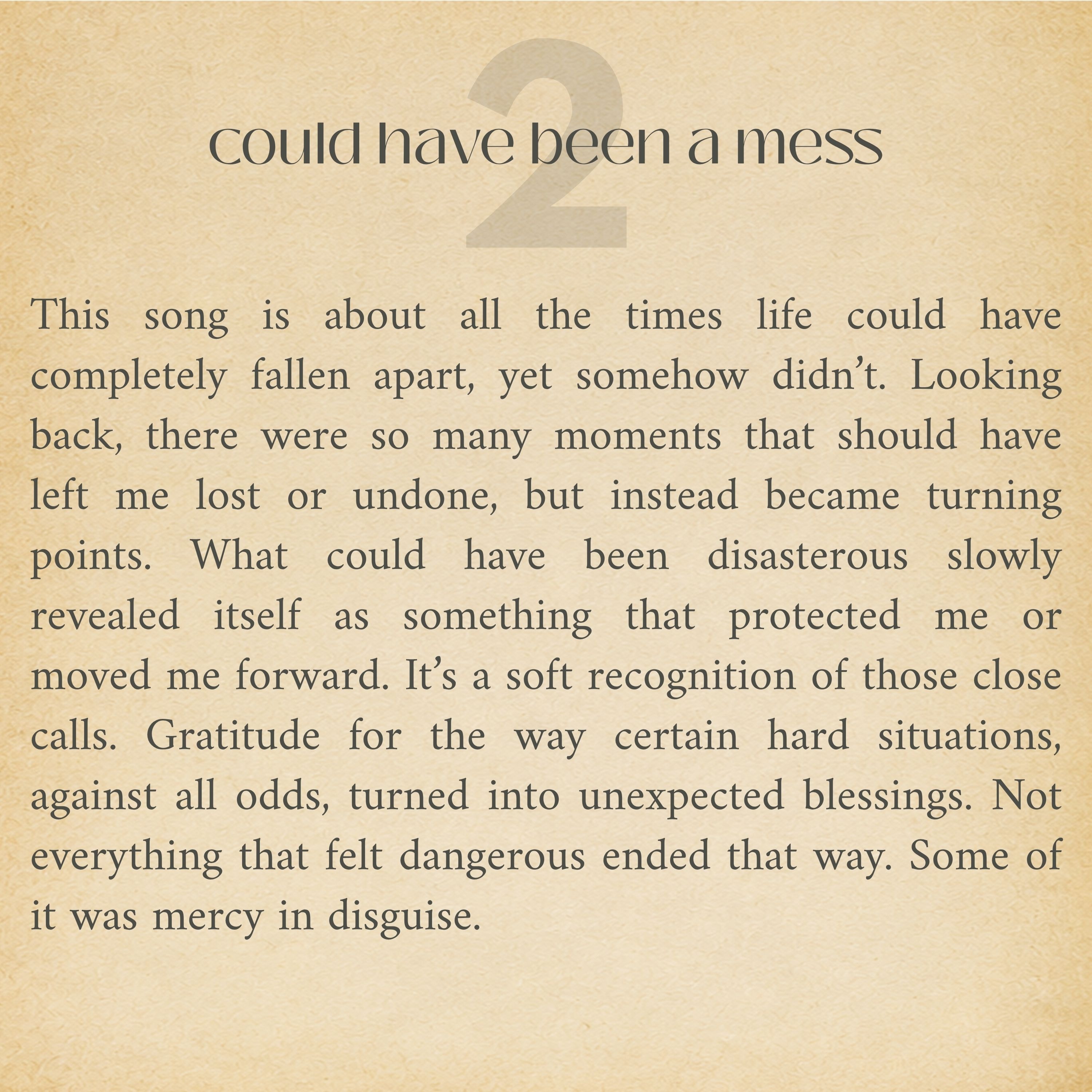 could've been a mess – song notes